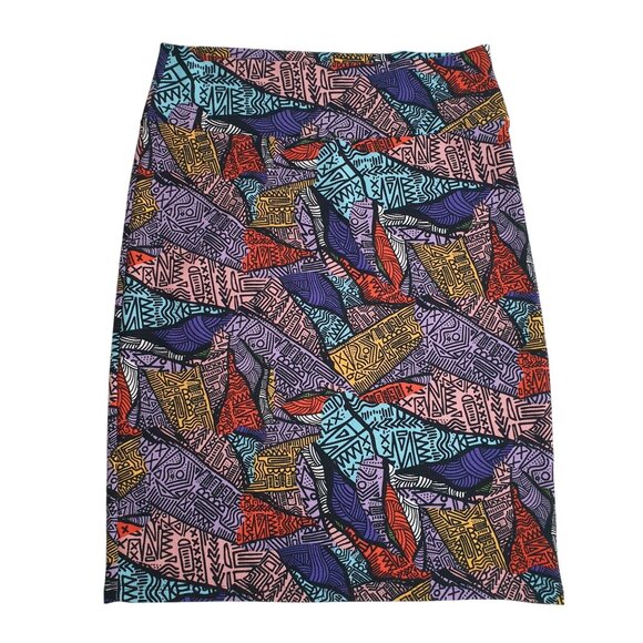 LuLaRoe Cassie Womens XL Geometric Pattern Pencil Skirt Fashion Colorful Stretch - Picture 1 of 6